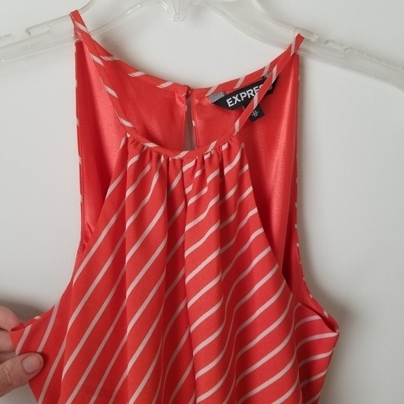 Express Orange and Cream Striped Halter Shift Dress with Keyhole Detail, Size XS - Picture 5 of 10